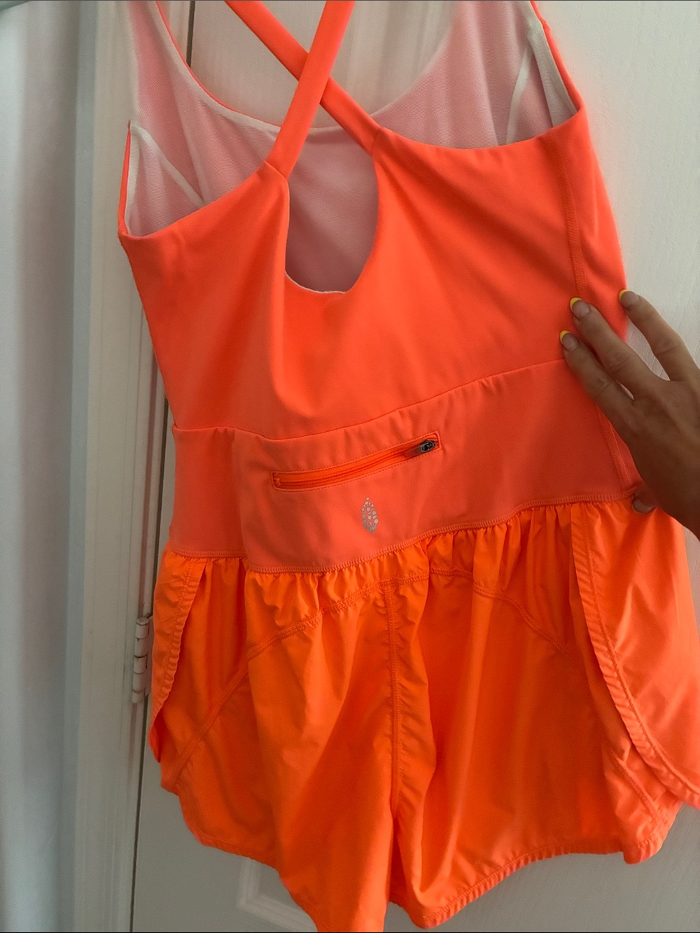 FP Movement by Free People Neon Orange Crossback Romper - Picture 2 of 4